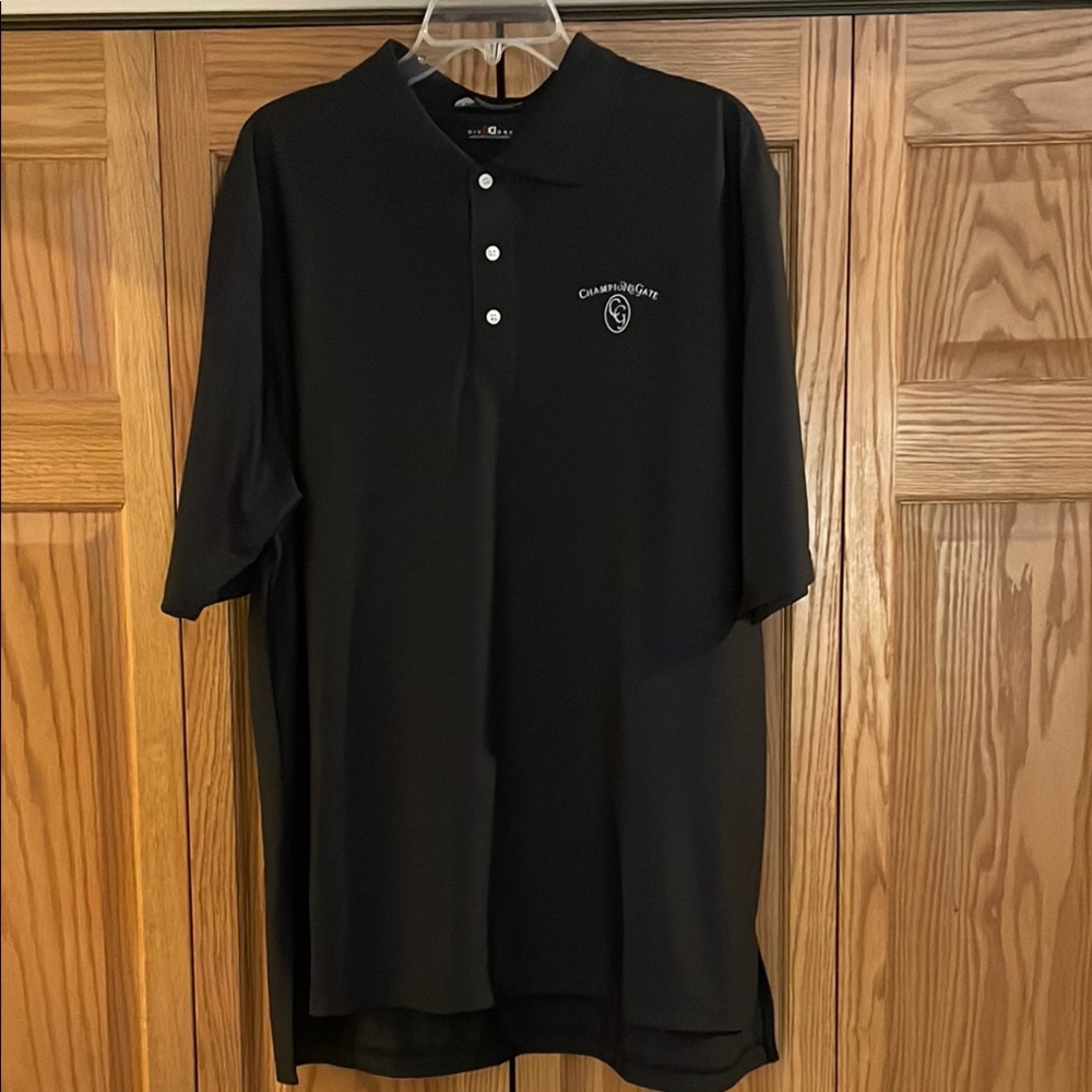 Champion Black Polo Shirt with Short Sleeves and Subtle Texture